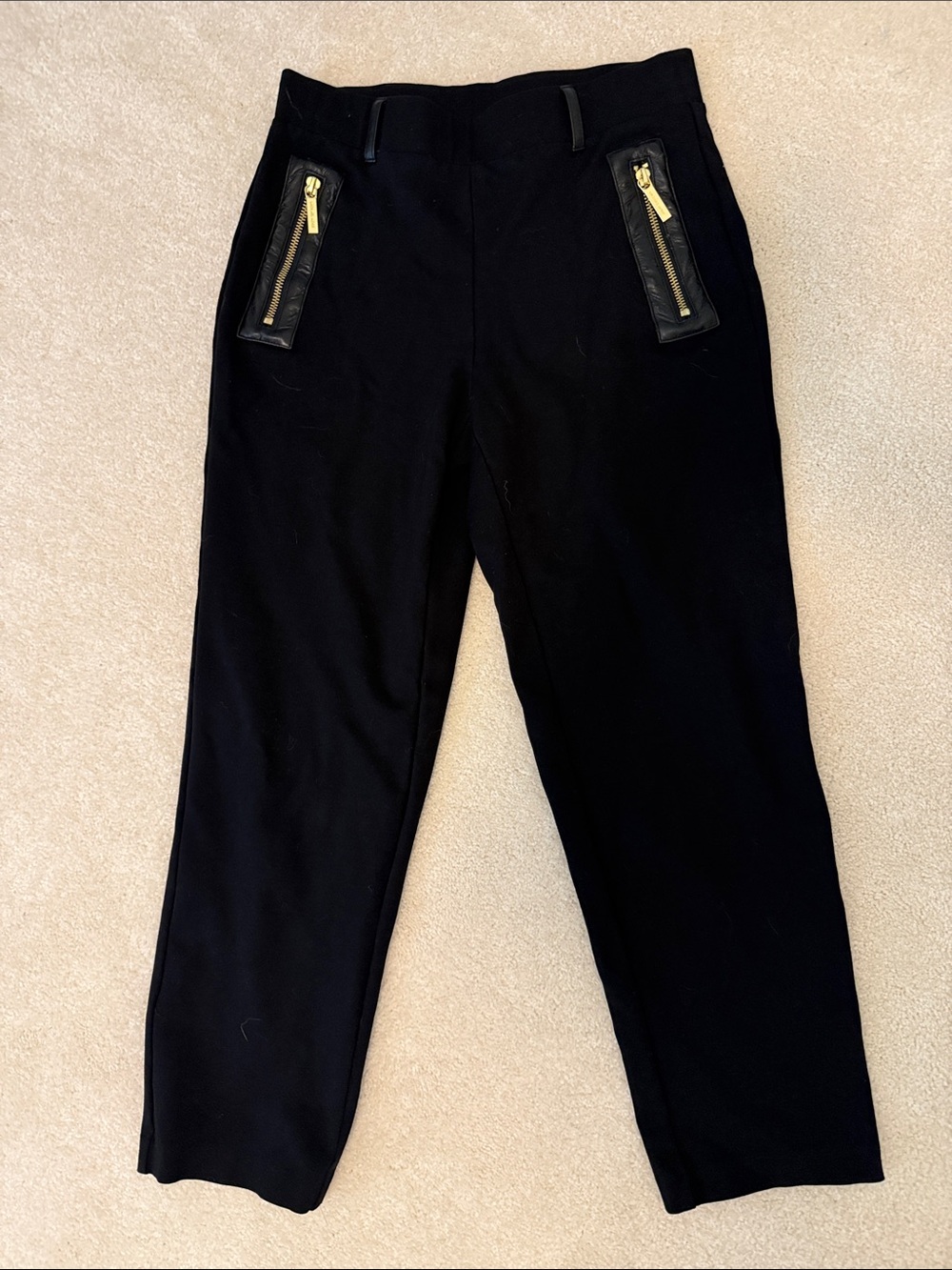 Michael Kors Black Dress Pant Leggings with Gold Zipper Accents